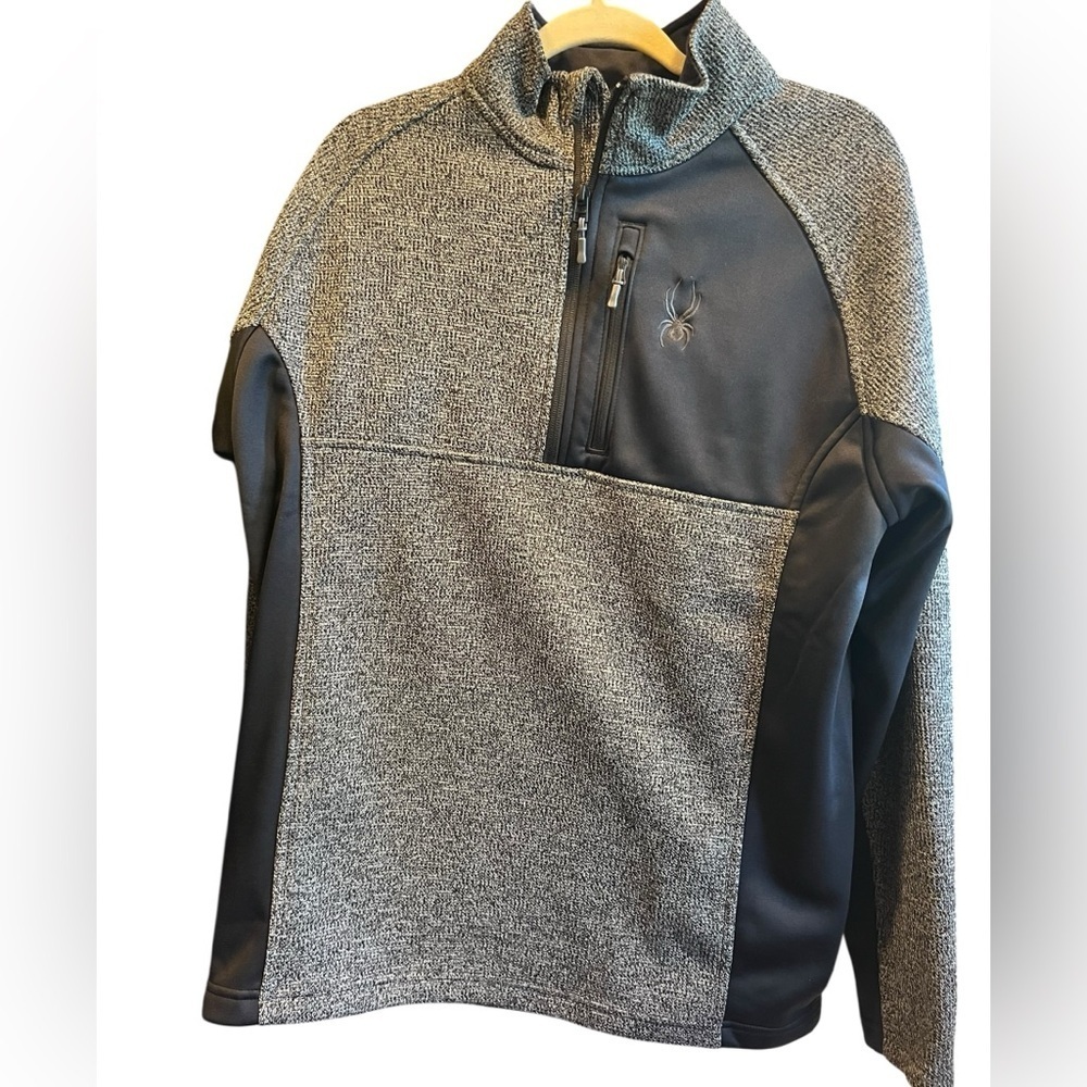 Spyder Men's Quarter Zip Velvet Pullover, Gray, Size large